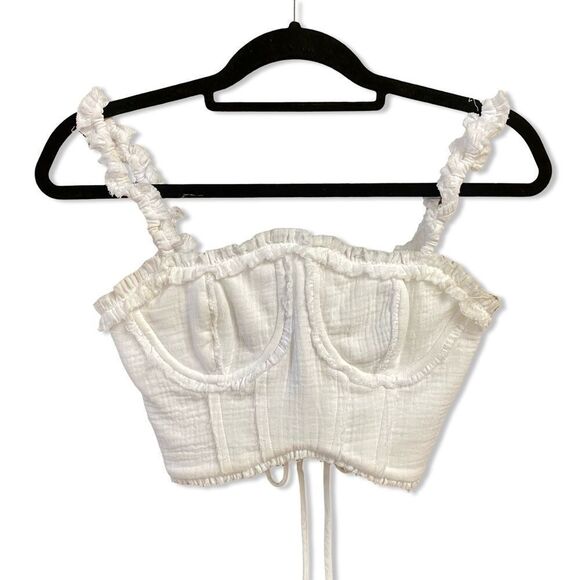 Camila Coelho Lace-Up Detail Ulli Top White camisole bustier Revolve NWT XS - Picture 2 of 6